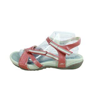 JBU by Jambu Leather Trapper Hook & Loop Sport Sandals Red Size 10 M